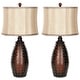 preview thumbnail 5 of 5, SAFAVIEH Lighting 28-inch Traditions Brown Table Lamp (Set of 2) - 14"x14"x28.5"
