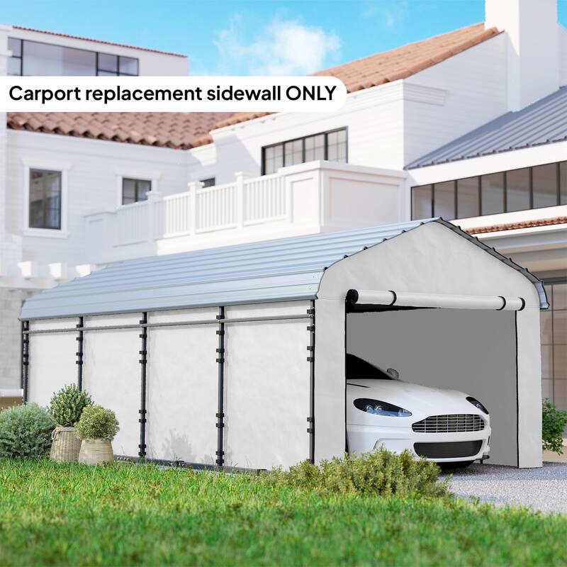 Outsunny Carport Replacement Sidewall Panels Set of 4 for 10' x 15' Carports, PE Tarp Replacement Side Wall Cover - White