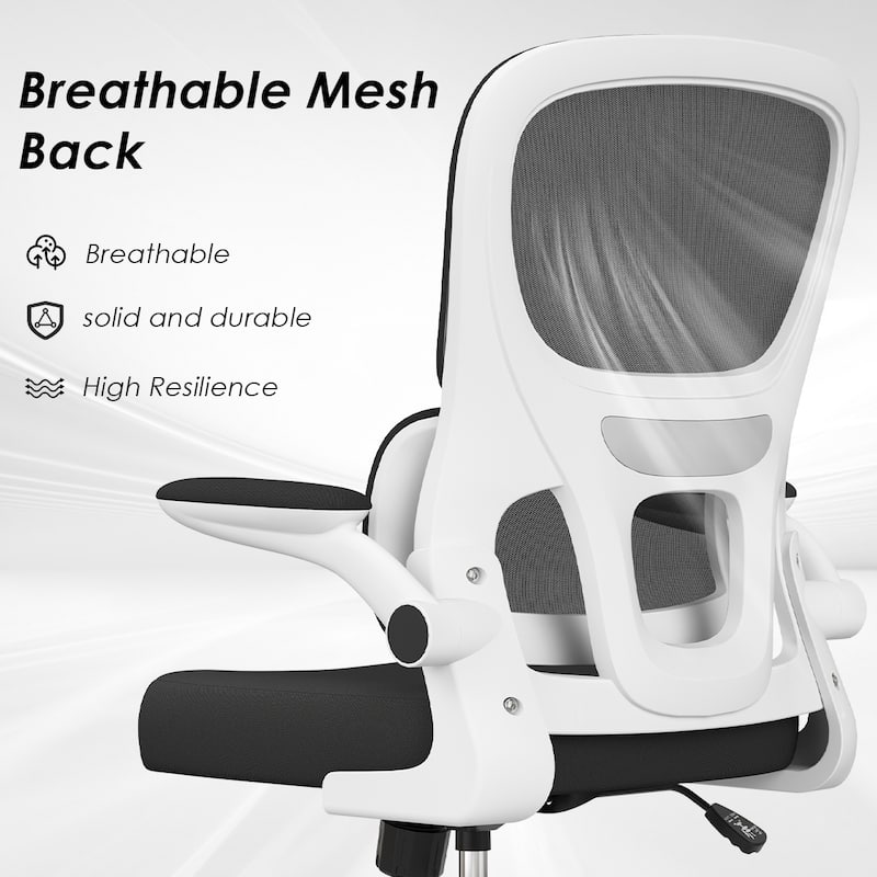 Office Chair, Mesh Ergonomic Office Chair with Lumbar Support, Comfy Computer Desk Chair with Flip Armrest Rolling Wheels