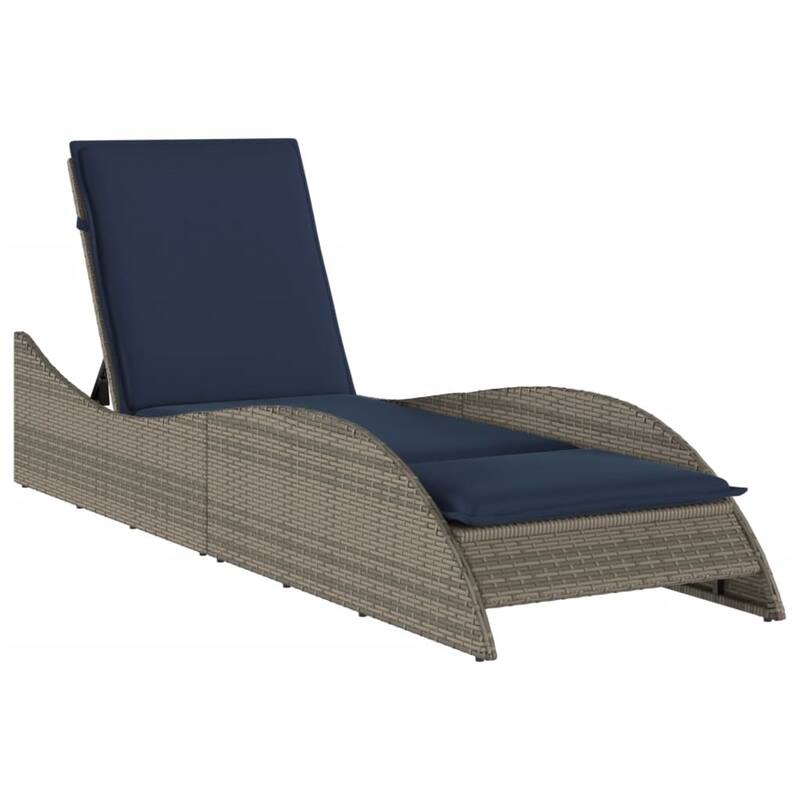 vidaXL Sun Lounger with Cushion Chaise Lounge Poly Rattan Brown/Gray/Black - 60 x 205 x 54/63/28.7