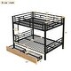 preview thumbnail 5 of 10, Full Size Metal Convertible Bunk Bed with Two Storage Drawers, Features Sturdy Frame, Guardrails, and Easy Conversion