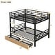 preview thumbnail 5 of 8, Metal Full Size Bunk Bed with 2 Drawers, Convertible Design, Black