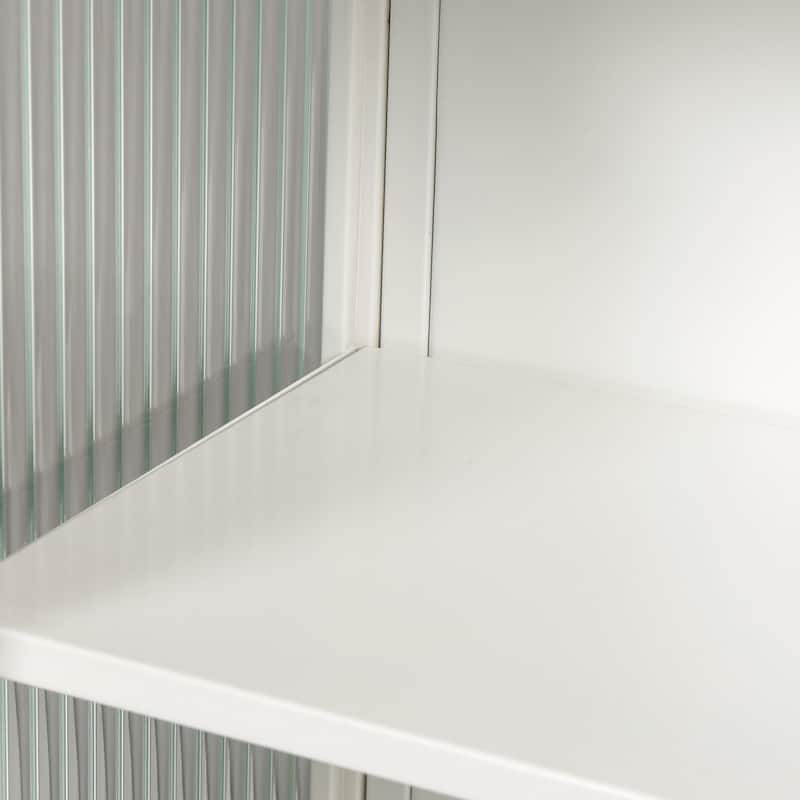 Glass Doors Two-door Wall Cabinet with Featuring Three-tier Storage