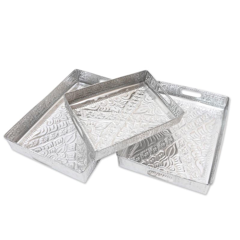 Novica Handmade Higher Love Decorative Aluminum Trays (Set Of 3)