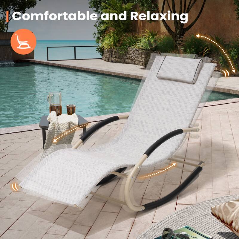 Pellebant Chaise Patio Rocking Chair with Pillow