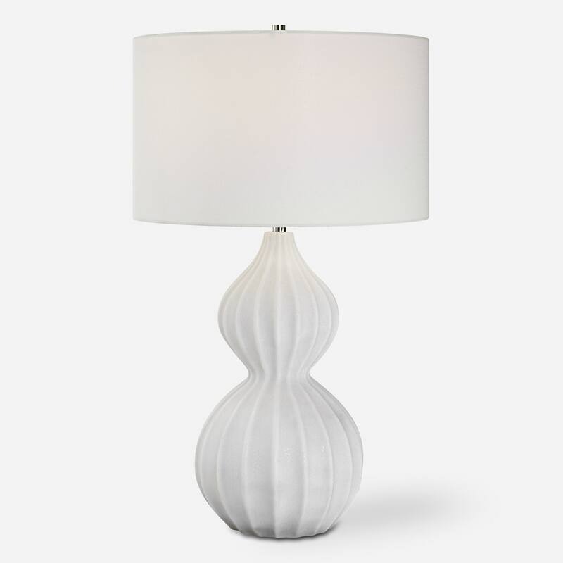 Scalloped Ridge Table Lamp with Drum Shade - 27.5" - Cream