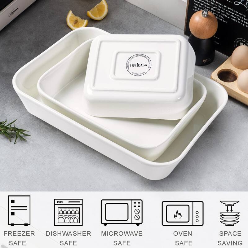 Casserole Dishes White Baking Dish for Oven, Ceramic Lasagna Pans 9 x