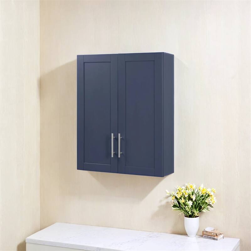 Wood Hanging Cabinet with Doors and Shelves