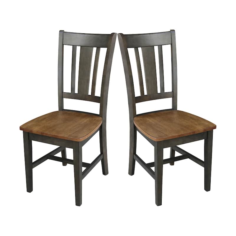 International Concepts Solid Wood San Remo Splatback Chairs - Set of 2 - Hickory/Washed Coal