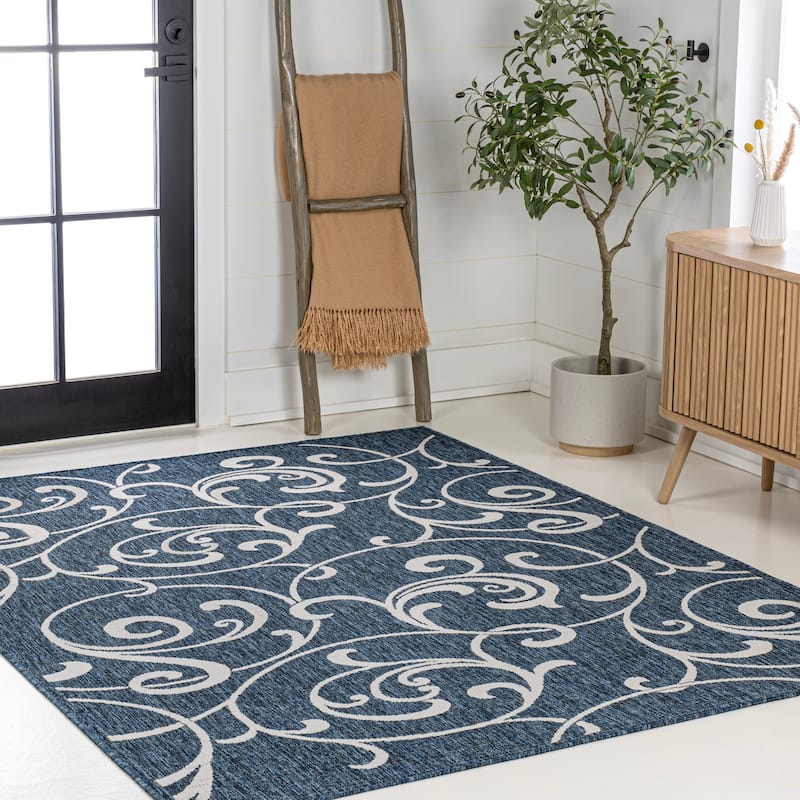 JONATHAN Y Isla Traditional Classic All-Over Scroll Green/Cream Indoor/Outdoor Area Rug