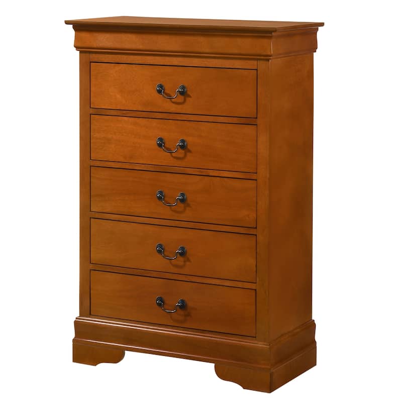 5-Drawer Wooden Bedroom Chest - 48" - Tawny Brown