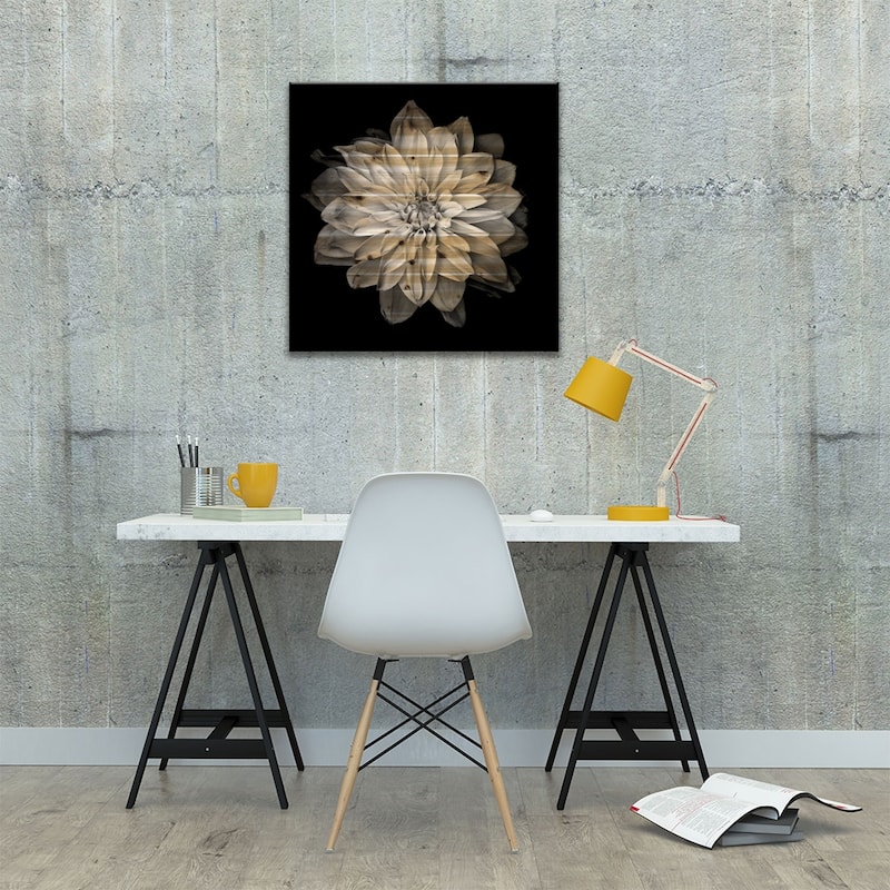 Dahlia XVII, B&W Print On Wood by Magda Indigo - Multi-Color
