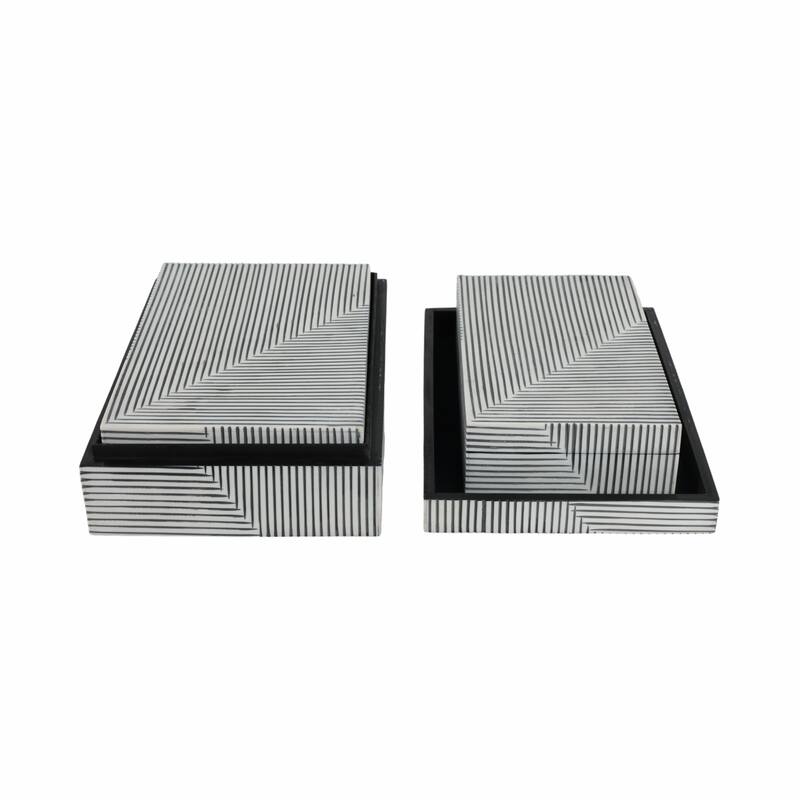 Decorative Box with Lid - Set of 3, 10", 11", 12", Black - 12.0"