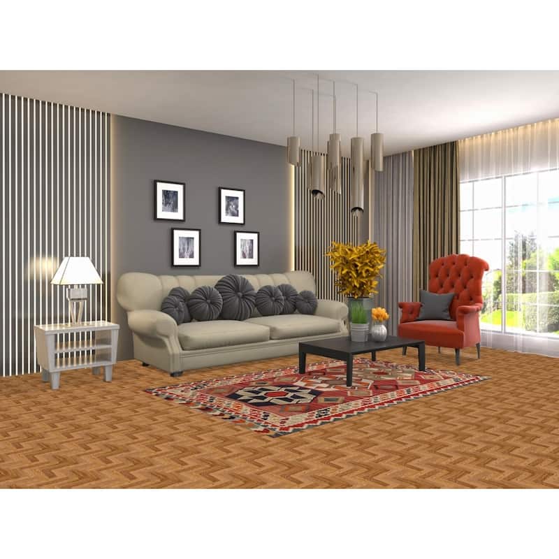 Geometric Kilim Qashqai Nomadic Persian Antique Flatweave Wool Carpet - 4'2"x 6'9"