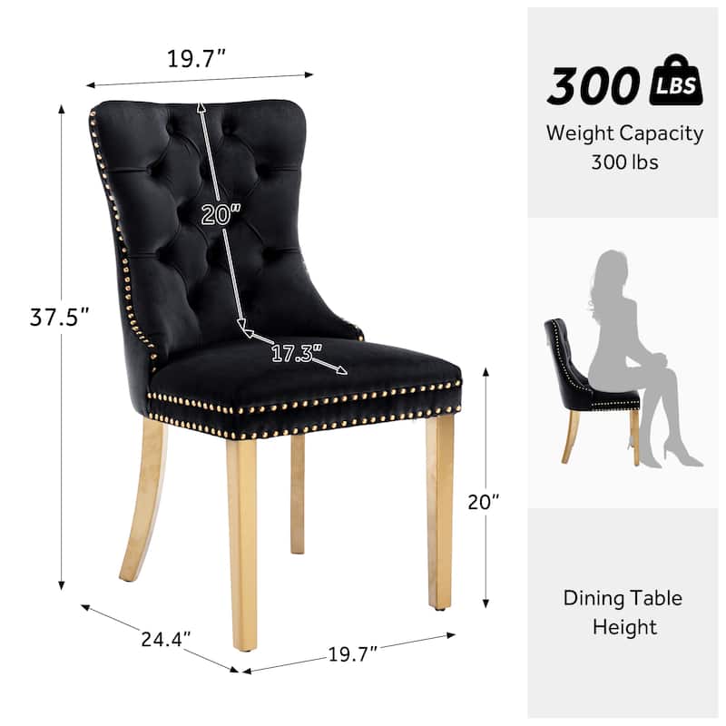 Upholstered Tufted Velvet Dining Chair with Solid Wood Legs Set of 6