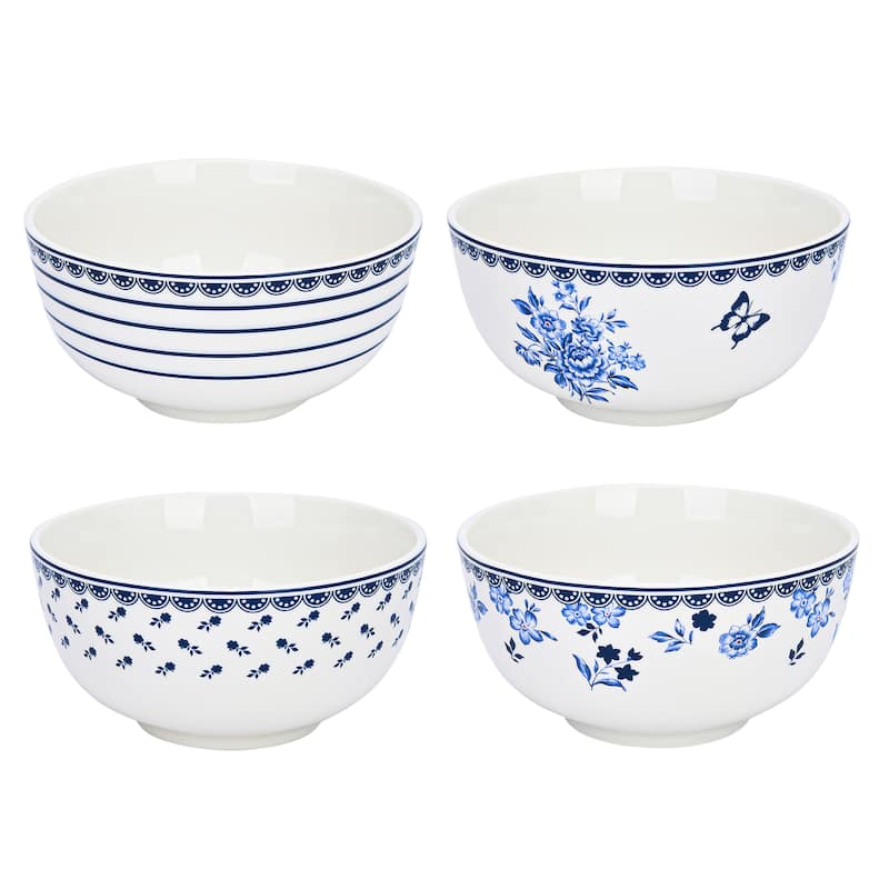 STP Goods Vitnage Blue All Purpose Soup/Cereal Bolwl Set of 4 - 5.5"