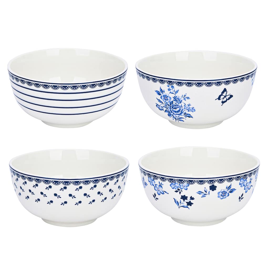 STP Goods Vitnage Blue All Purpose Soup/Cereal Bolwl Set of 4 - 5.5"