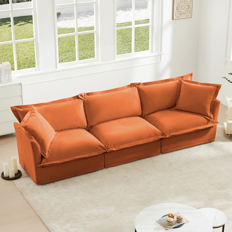 120" Chenille 4-Seater Sofa, Multiple Pillows for Living Room and Bedroom