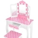 preview thumbnail 6 of 7, Fantasy Fields Pink Kids Play Vanity Pretend Play Makeup Set with Table, Stool, and LED Lights