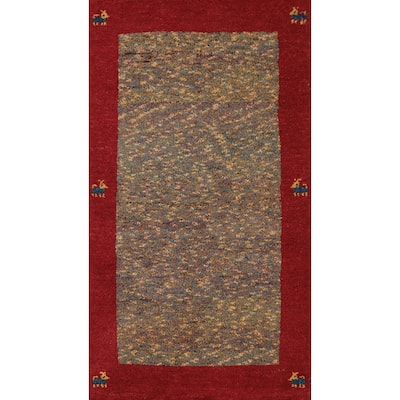 Hand Knotted Oriental 100% Wool Carpet Tribal Animal Pictorial Multi-Colored Gabbeh Area Rug - 3' 11'' X 2' 4''