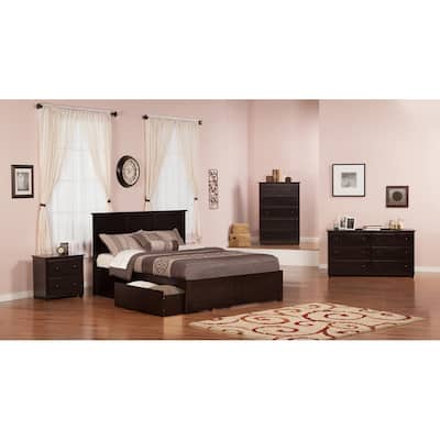 Madison King Platform Bed with Footboard and 2 Drawers in Espresso