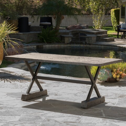 Numana Outdoor Lightweight Concrete Dining Table by Christopher Knight Home - 70.00"D x 32.00"W x 29.00"H