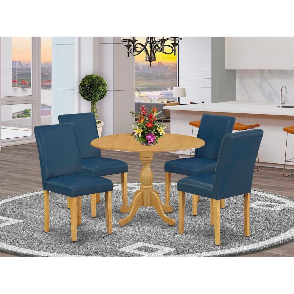 HomeStock 5-Piece Natural Oak Finish Solid Wood Top Dining table with 4-Chairs