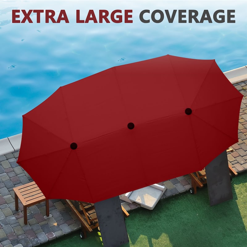 Ainfox 13Ft Large Outdoor Patio Umbrella with Crank With Base