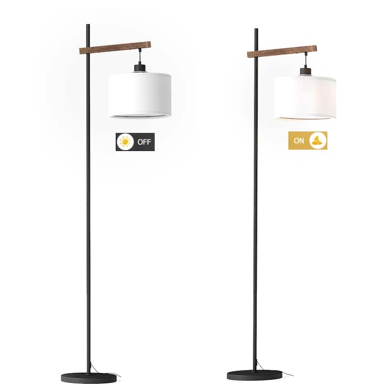 61" Wood Arched Floor Lamp With Pedal Switch