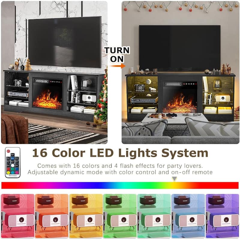 Bossin 58" Fireplace TV Stand with 18'' Electric Fireplace,Modern Entertainment Center for 65'' TVs,TV Cabinet