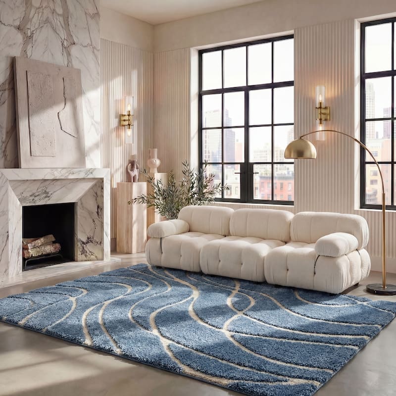 SAFAVIEH Florida Shag Staka Abstract Waves 1.2-inch Area Rug