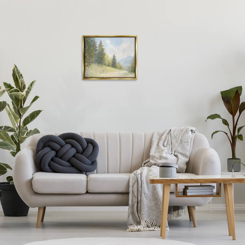 Stupell Meadow Of Green Landscape Framed Floater Canvas Wall Art Design By Petal Prints Design