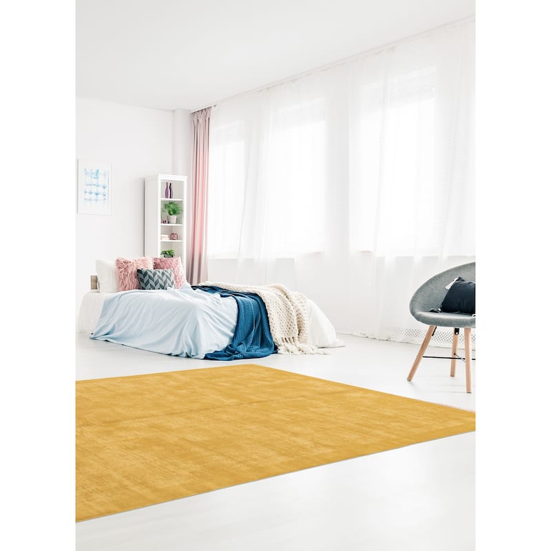 ECARPETGALLERY Hand Loomed Kashkuli Gabbeh Gold Wool Rug - 6'6 x 9'11