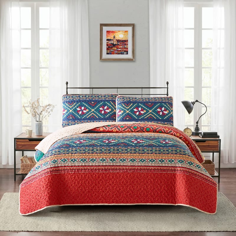 Nanshing Janine 3 Piece Bohemian Quilt Set - King