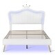preview thumbnail 17 of 19, Upholstered Princess Bed Frame With Crown Headboard and LED Lights