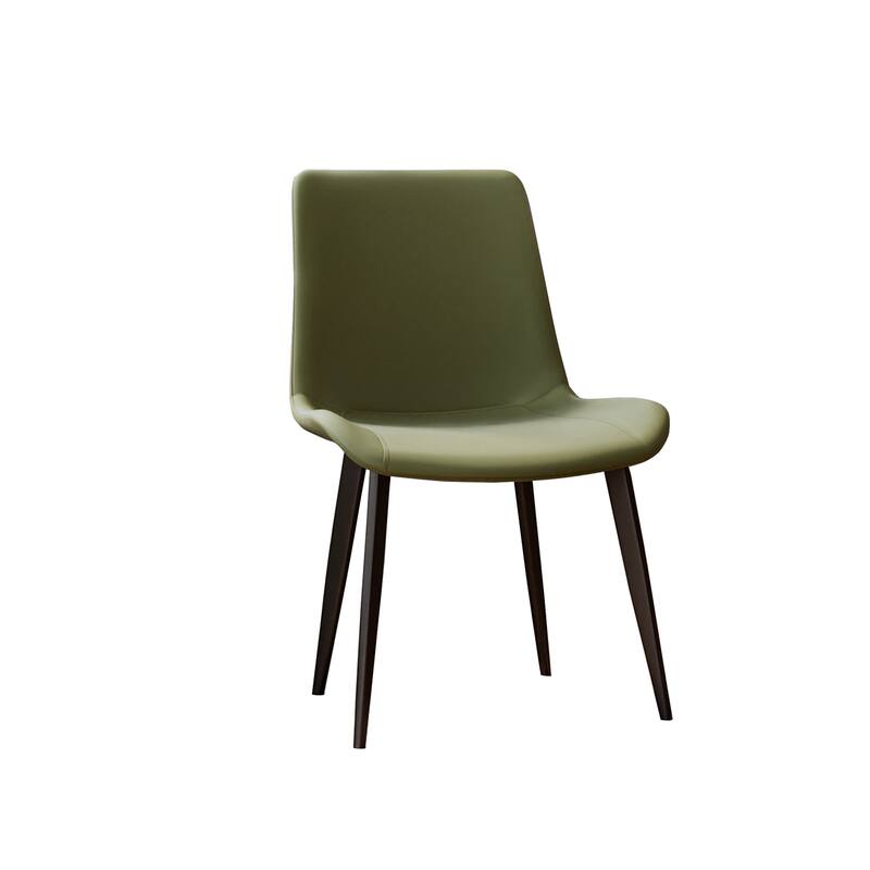 2 PCS Modern Dining Room Chairs, Upholstered Faux Leather Cushion Seat & Sturdy Metal Legs