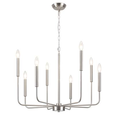 8-Light Rustic Candle Style Hanging Linear Chandelier Lighting for Kitchen Island