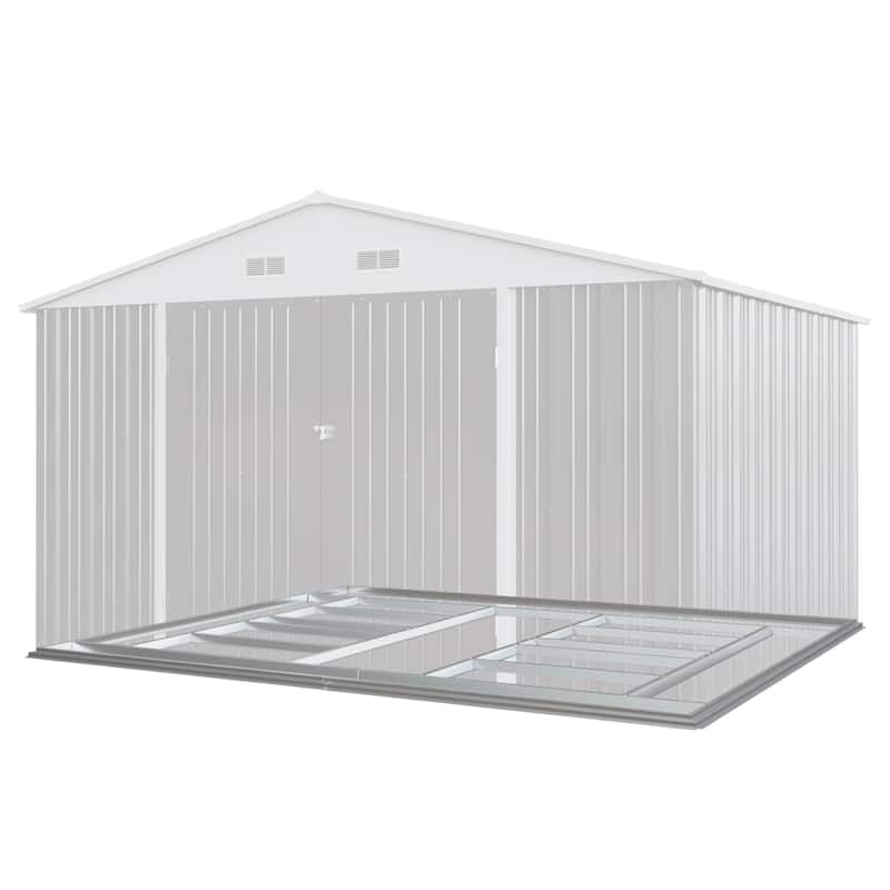Patiowell 10' x 8'/10' x 10'Metal Outdoor Storage Shed with Goods Shelves/Floor Frame Garden Tool Shed for Backyard Garden