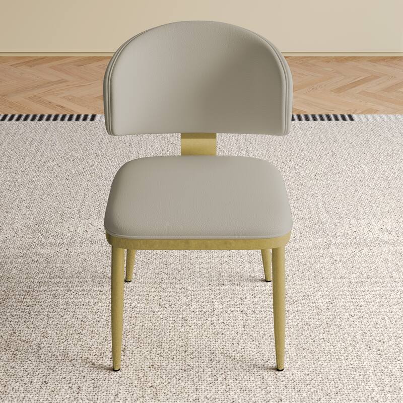Modern PU Leather Dining Chairs Set of 2 Grey Metal Frame Kitchen Side Chairs Industrial Style