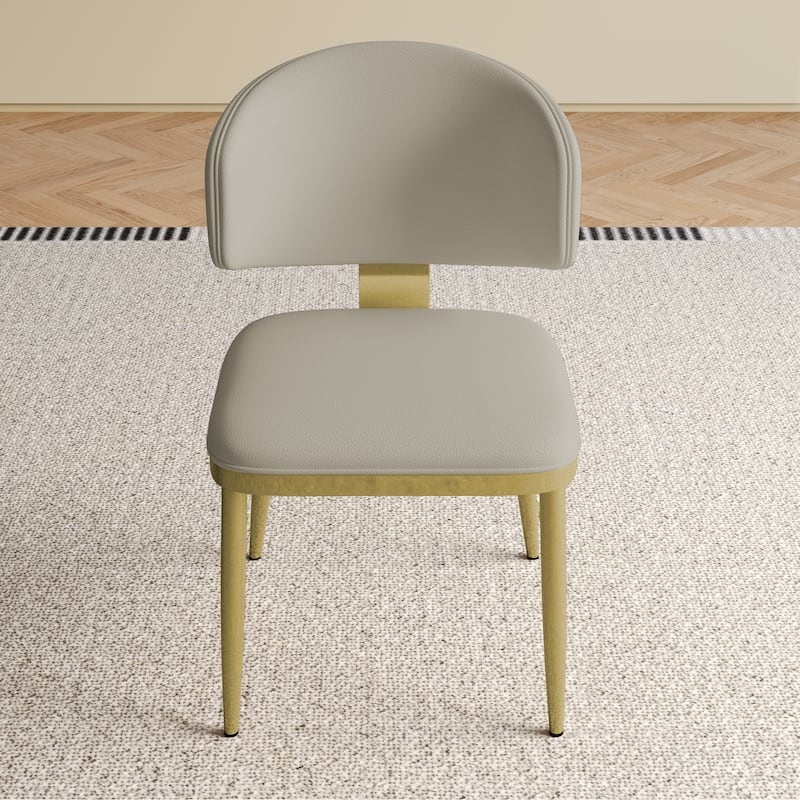 Set of 2 Modern Dining Chairs – Grey PU Leather Upholstery with Metal Frame, Contemporary Design for Kitchen or Dining Room‌