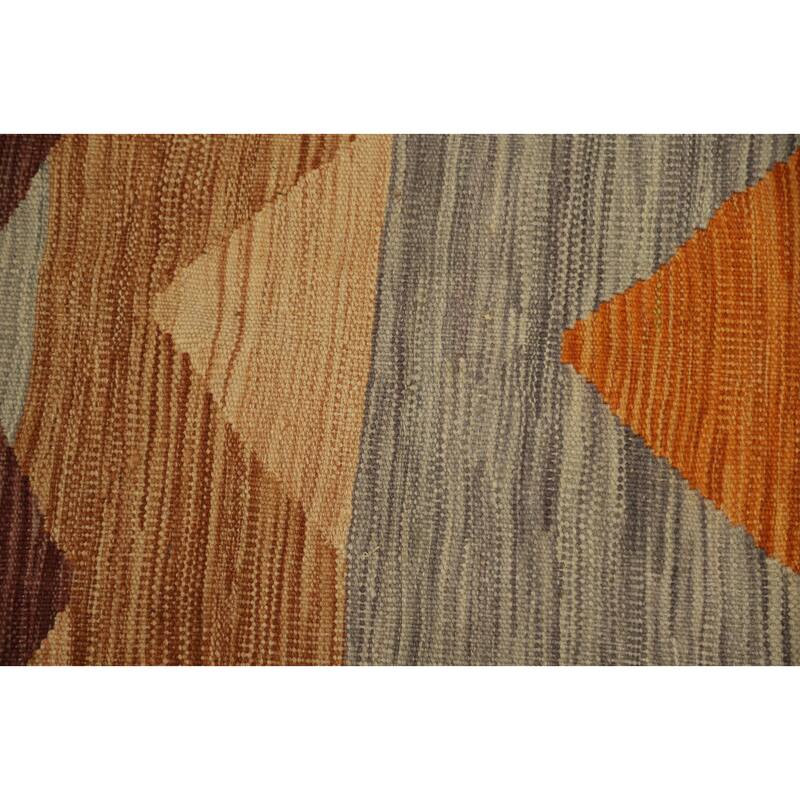 Hand Woven Oriental 100% Wool Carpet Southwestern Modern Greys & Charcoal Kilim Area Rug - 8' 1'' X 4' 11''