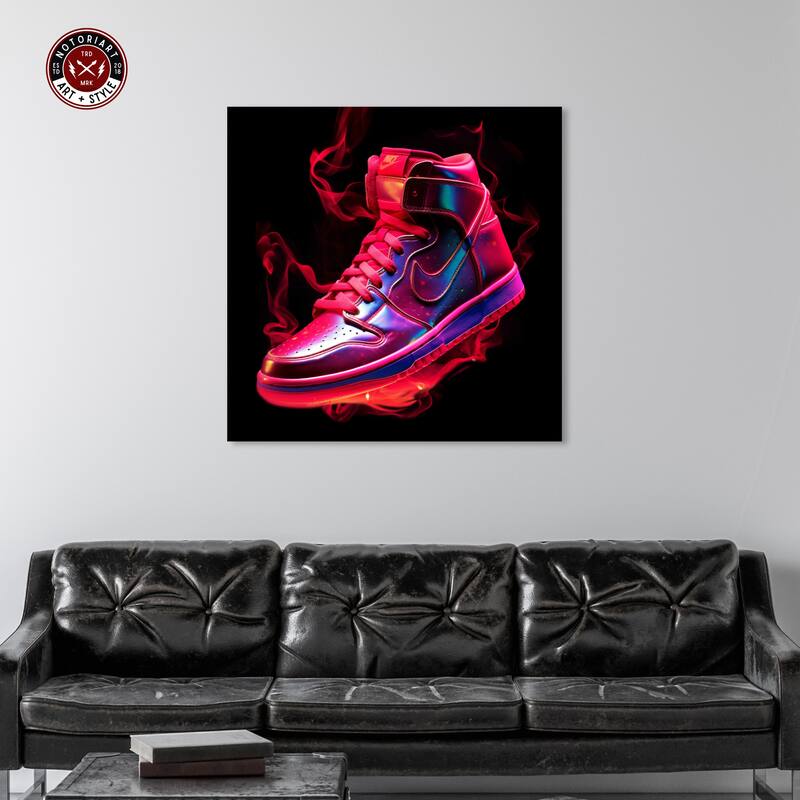 Notoriart Flaming Hot Sneaker Gallery Wrapped Sneaker 1 Piece Canvas Wall Art