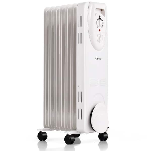 slide 1 of 9, Costway 1500W Oil Filled Heater Portable Radiator Space Heater W/ Adjustable Thermostat