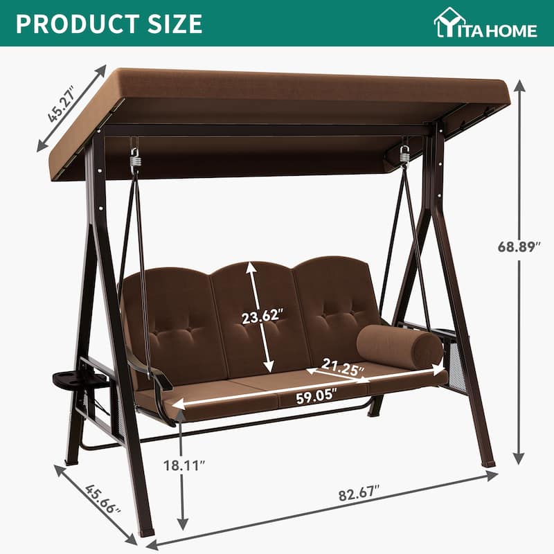 Metal Porch Swing with Canopy