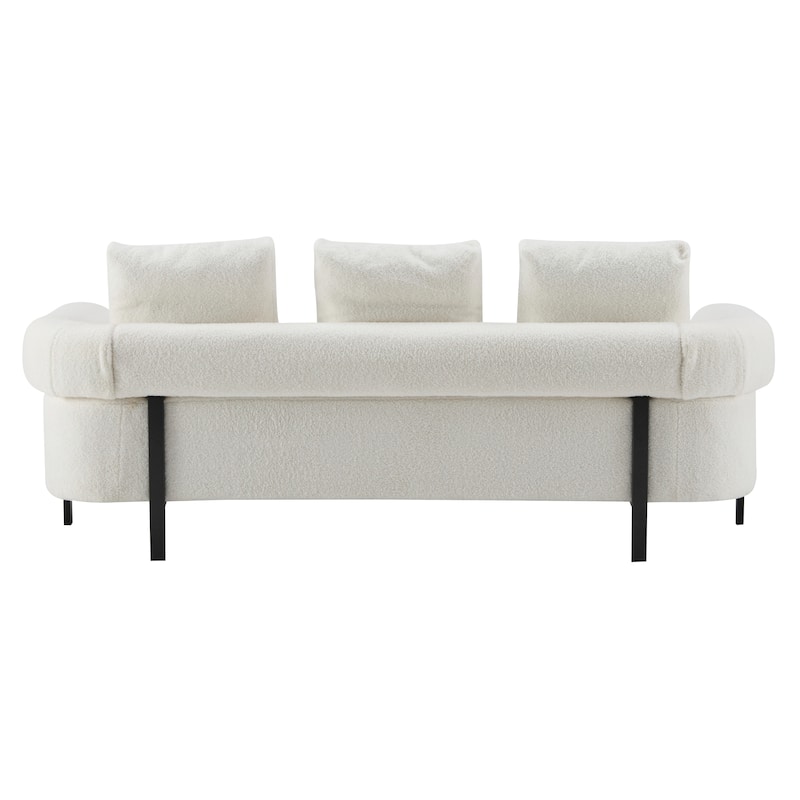 Christopher Knight Home - Leontius Boucle Sofa with Rolled Armrests and 3 Plush Pillows