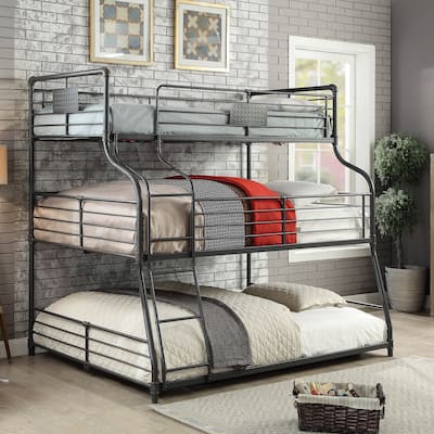 Syd Industrial Black Metal Triple Decker Bunk Bed by Furniture of America