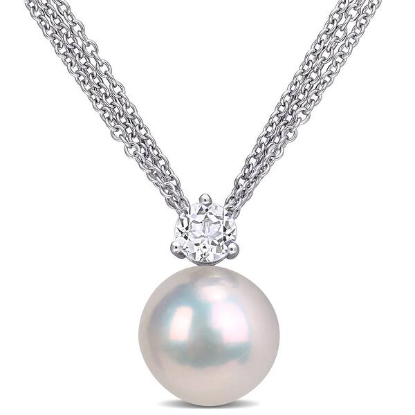 White AAA 6-13mm Freshwater Cultured Pearl Pendant Necklaces 16/18 Sterling Silver Necklace Pendants 