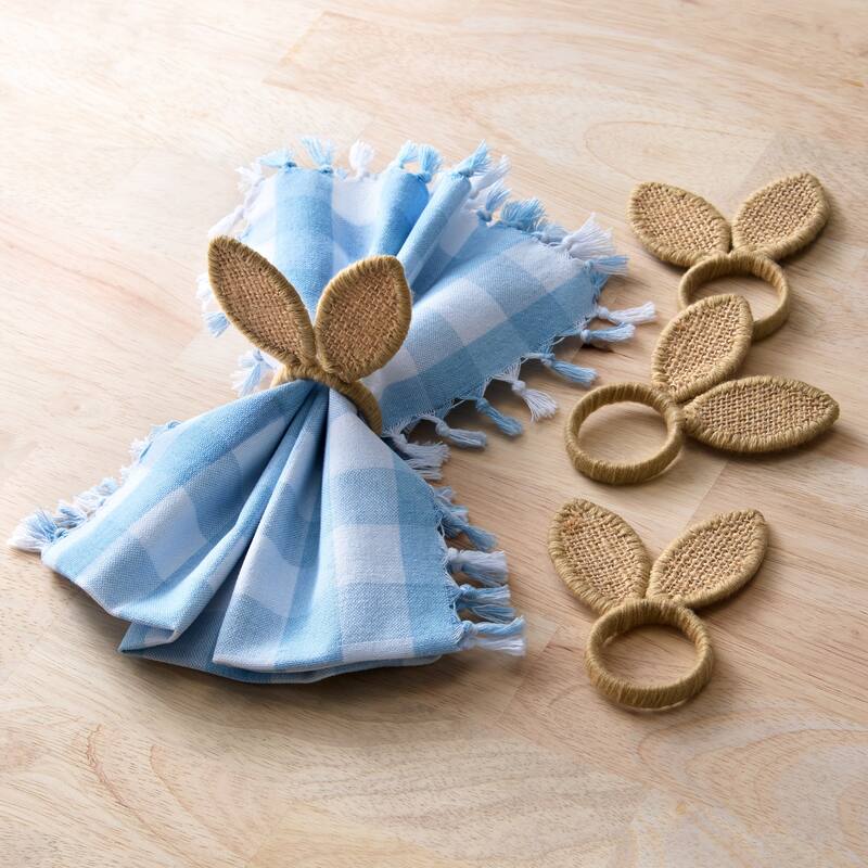 Burlap Bunny Ear Napkin Rings, Set of 4