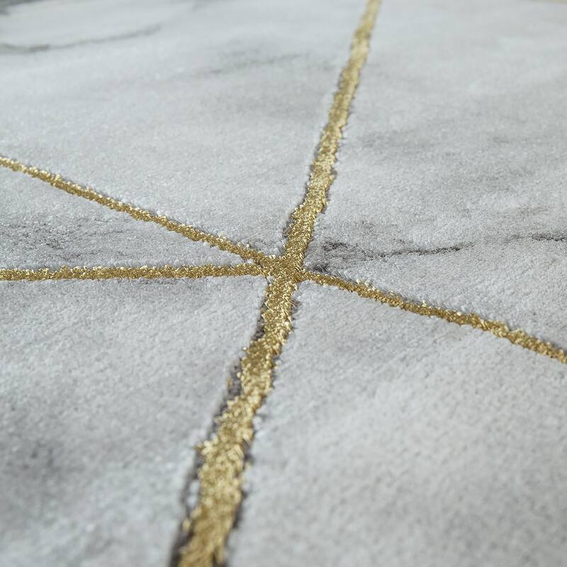 Area Rug Modern Marble Pattern in cream gold grey for living room