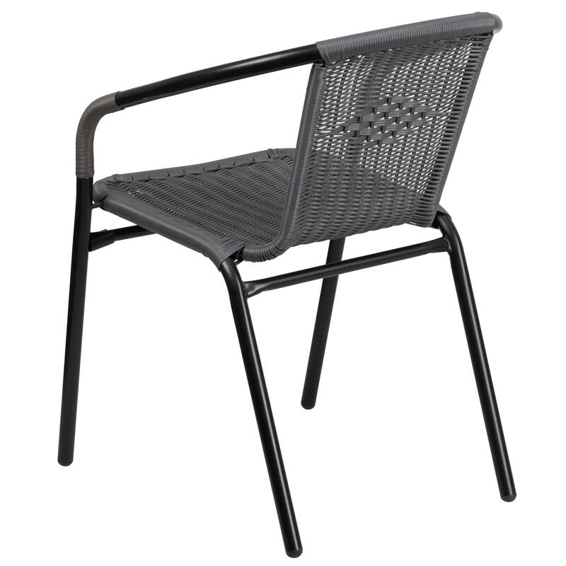 3-piece Metal/ Rattan Patio Dining Set with 28-inch Square Table - 28"W x 28"D x 28"H
